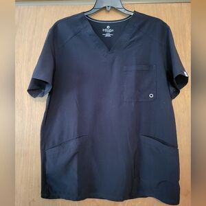 Infinity Black V-Neck Scrub Top, Mens L